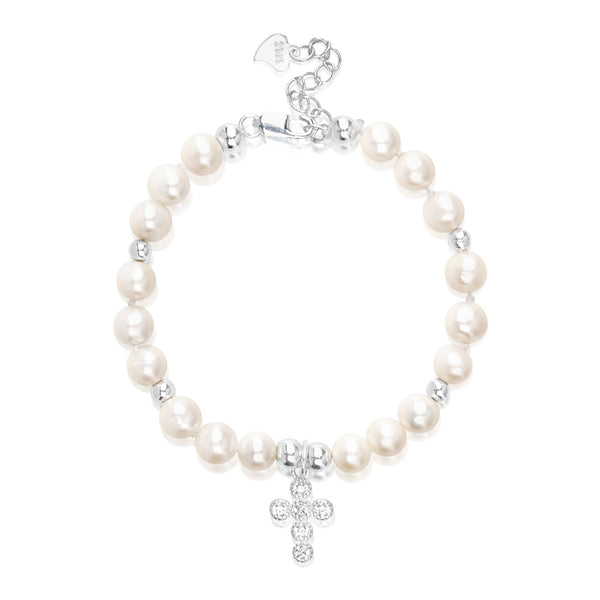 Baby Mini Cross Freshwater Pearl Bracelet AAAA Quality