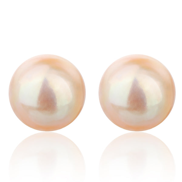 8.5MM Button Pink Pearl Earrings