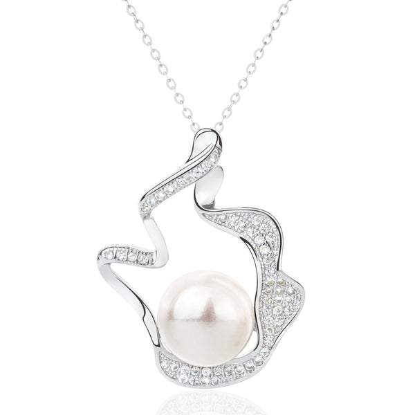 10mm Button Pearl Necklace Water Wave Pendant
