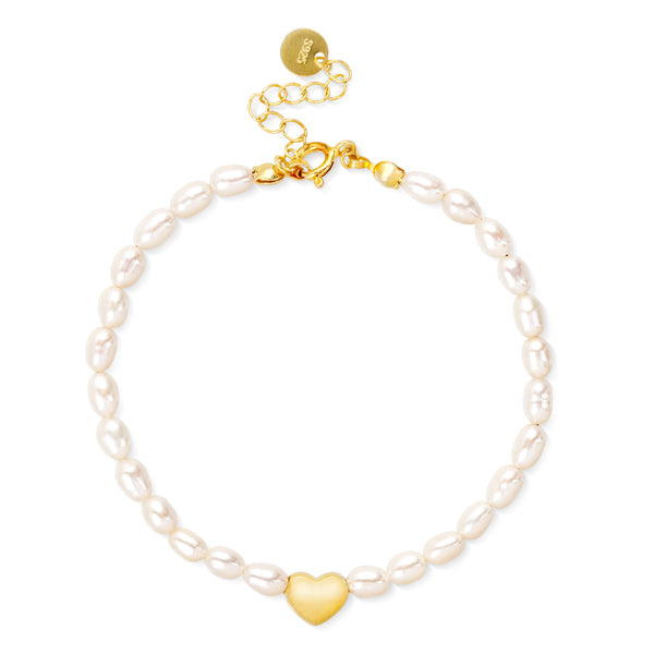 Heart Freshwater Pearl Oval Strand Bracelet