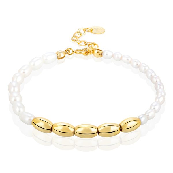 Gold Oval Freshwater Pearl Bracelets