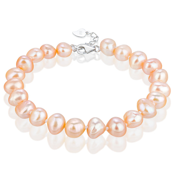 7MM Orange Baroque Pearl Bracelet