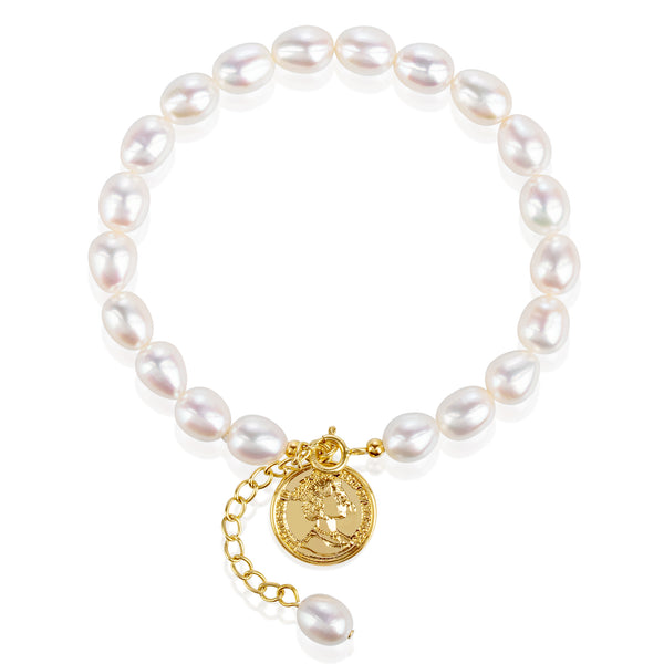 Queen Coins Oval Freshwater Pearl Bracelets