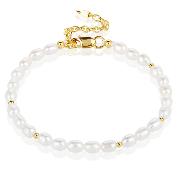 Gold Oval Freshwater Pearl Bracelets