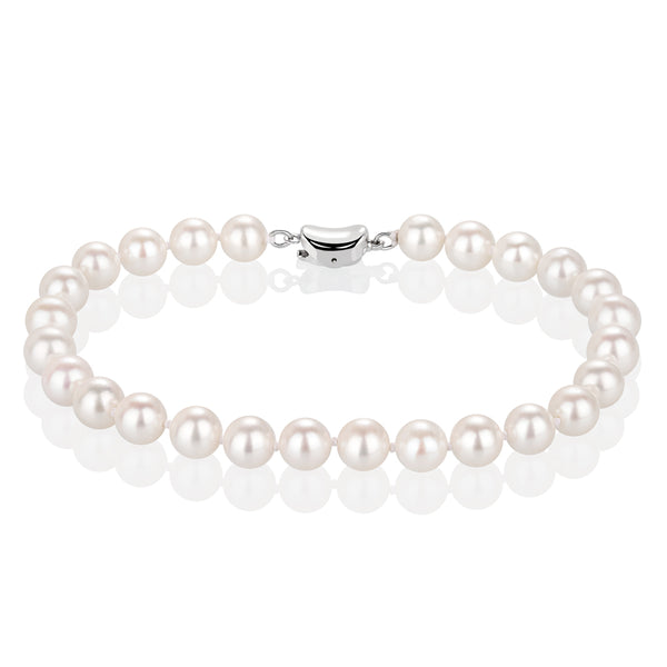 7MM White Freshwater Pearl Bracelet AAAAA Quality