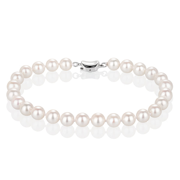 7MM White Freshwater Pearl Bracelet AAA Quality