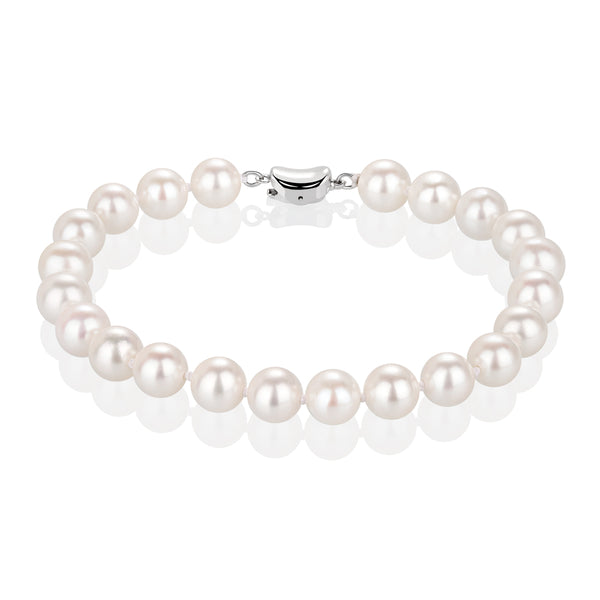 8MM White Freshwater Pearl Bracelet AAAAA Quality