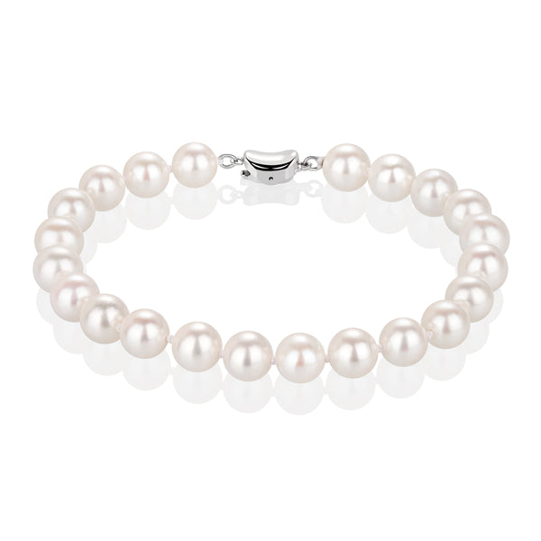 8MM White Freshwater Pearl Bracelet AAA Quality