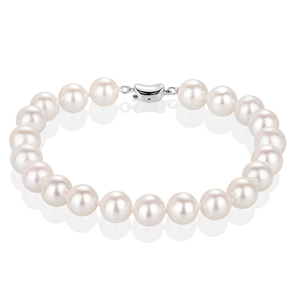 9MM White Freshwater Pearl Bracelet AAAAA Quality