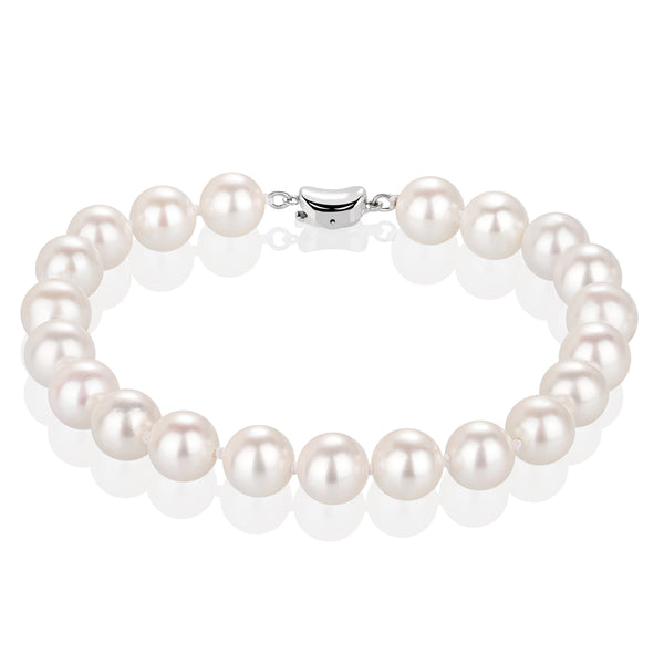 9MM White Freshwater Pearl Bracelet AAA Quality