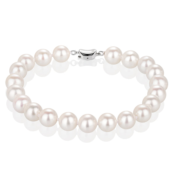 9MM White Freshwater Pearl Bracelet AAAA Quality