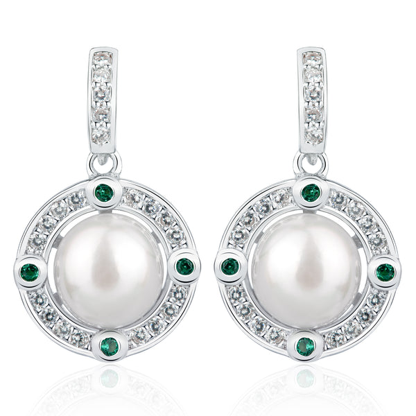 6MM Button Freshwater Pearl CZ Earrings