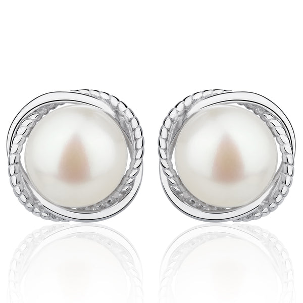 8MM Button Natural Pearl Earrings