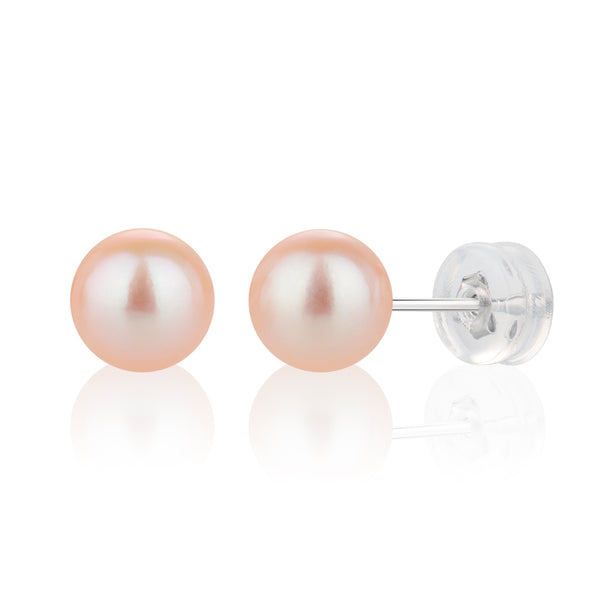 7MM Orange Freshwater Pearl Earrings AAA Quality