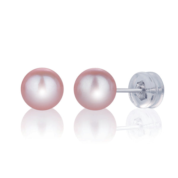 7MM Pink Freshwater Pearl Earrings AAA Quality