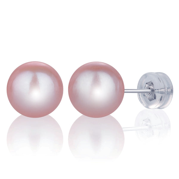 9MM Pink Freshwater Pearl Earrings AAAAA Quality