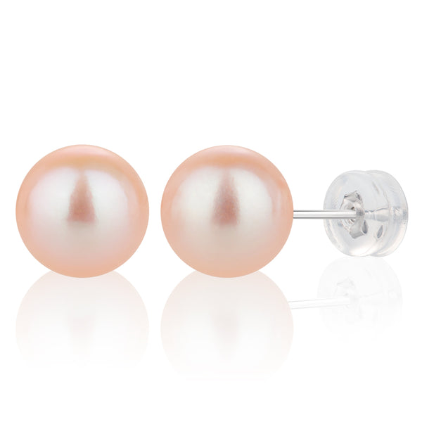 9MM Orange Freshwater Pearl Earrings AAAAA Quality