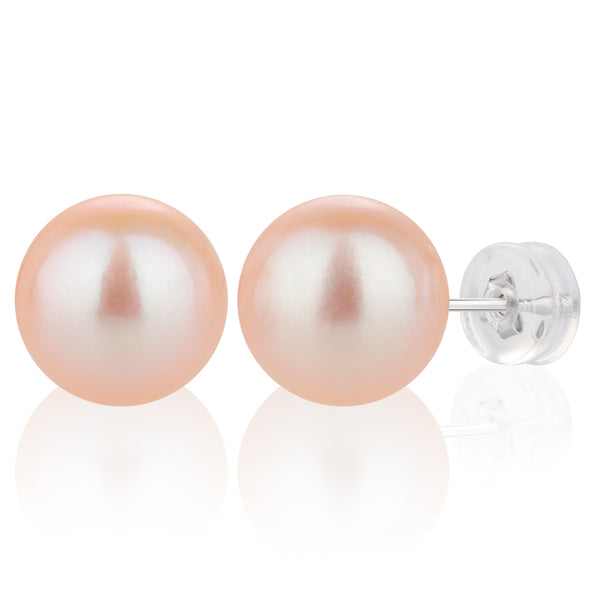 10MM Orange Freshwater Pearl Earrings AAAAA Quality