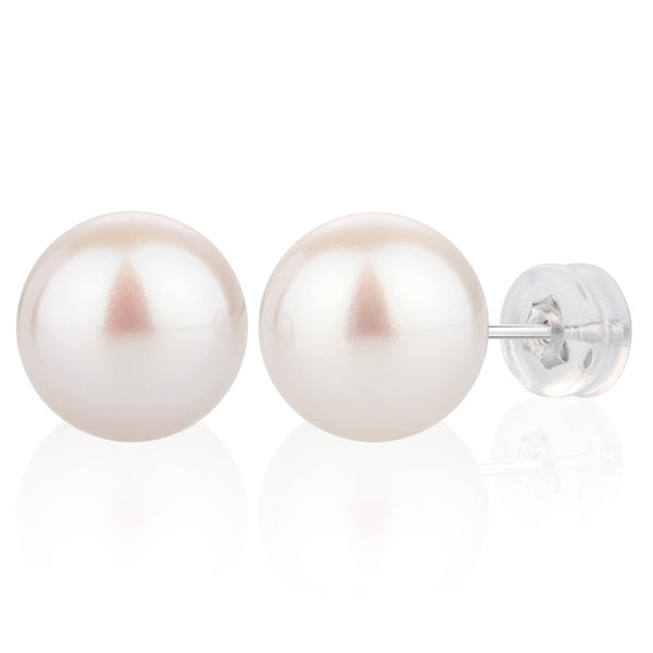 10MM White Freshwater Pearl Earrings AAA Quality