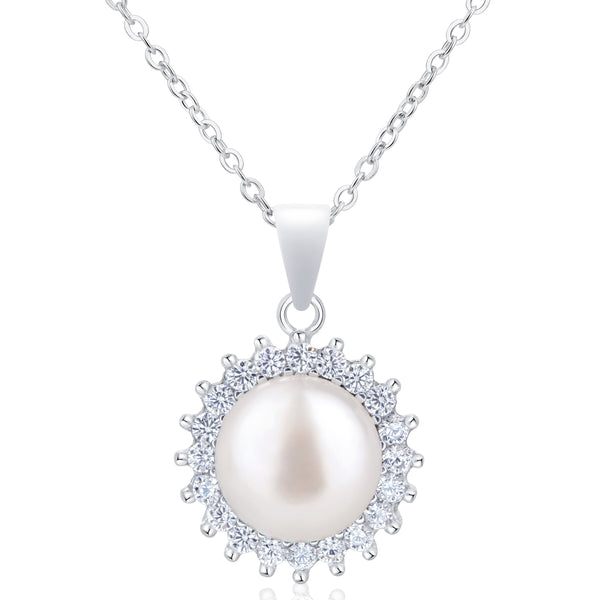 9mm Button Freshwater Pearl Necklace Diana Pendant