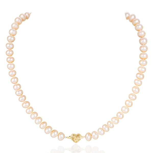 9M Orange Button Freshwater Pearl Necklace