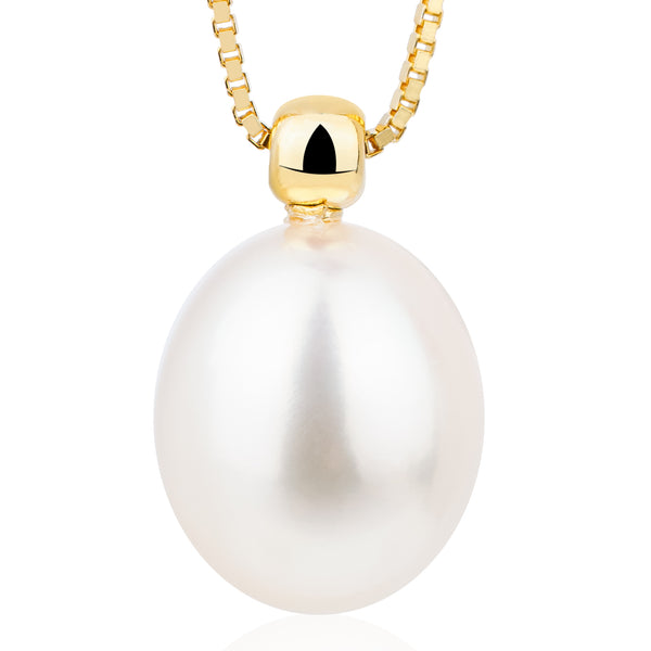 9MM Oval Freshwater Pearl Necklace Pendant