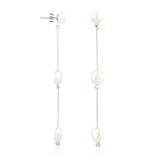 8mm Natural Baroque Pearl Threader Earring