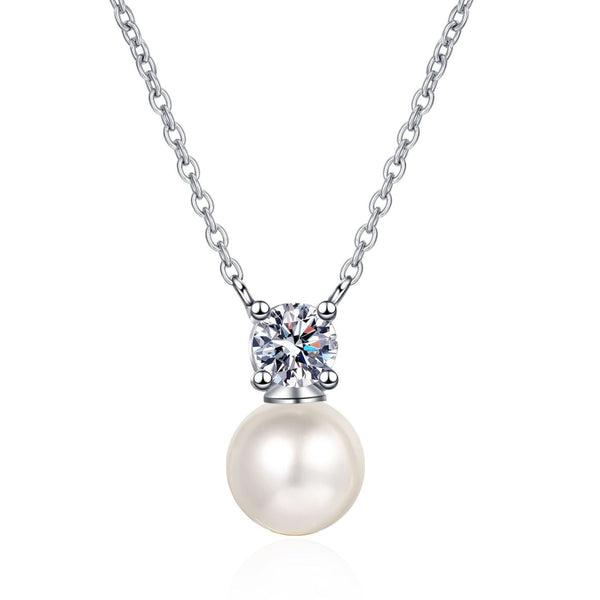 8MM Natural Pearl Moissanite Pendant AAAA Quality